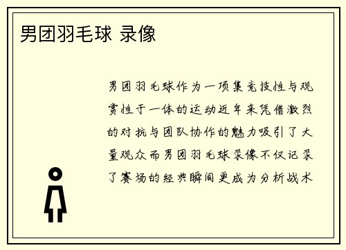 男团羽毛球 录像