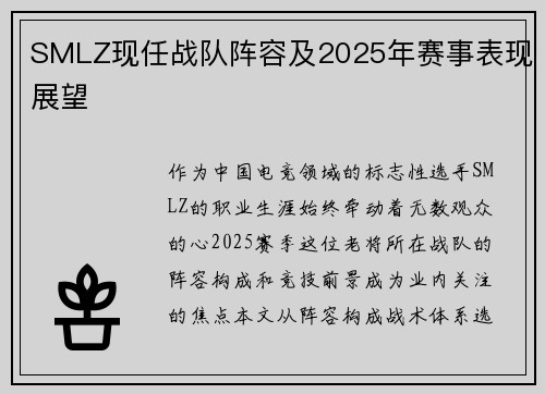 SMLZ现任战队阵容及2025年赛事表现展望